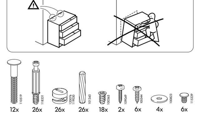 Ikea Chest Of Drawers Safety Warning, Ikea Malm 6 Drawer Dresser Assembly Instructions