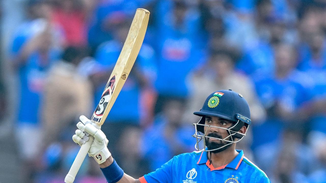 KL Rahul celebrates after scoring a half-century. (Photo by Sajjad HUSSAIN / AFP)