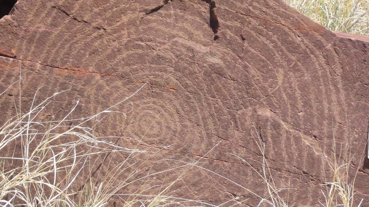 A rock engraving near Vivash Gorge, a short distance from Juukan Gorge.