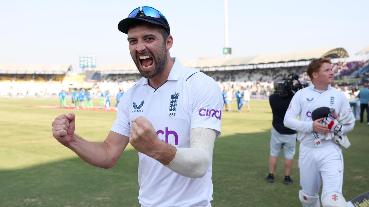 Mark Wood of England celebrates after winning the Second Test. Picture: Matthew Lewis