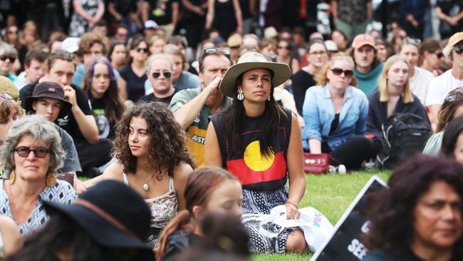 Change the Date/Invasion Day rally on Parliament Lawns, Hobart. Picture: Nikki Davis-Jones