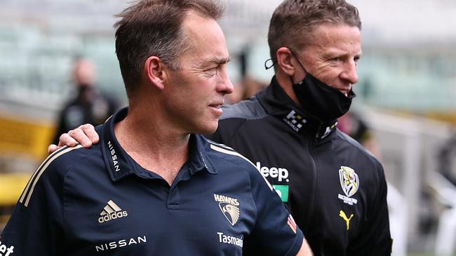 Alastair Clarkson and Damien Hardwick have shared a long, fruitful relationship. Picture: Michael Klein