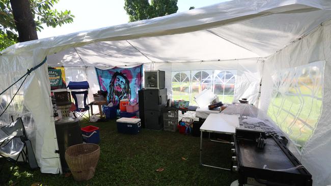 The homeless in the tent city at Southport's Carey Park. Picture Glenn Hampson