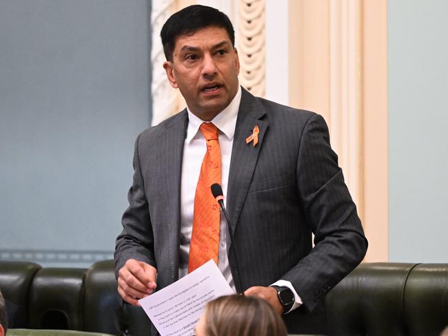 Queensland Minister for Employment and Small Business Lance McCallum during Question Time at Parliament House in Brisbane. Picture: NewsWire / Dan Peled