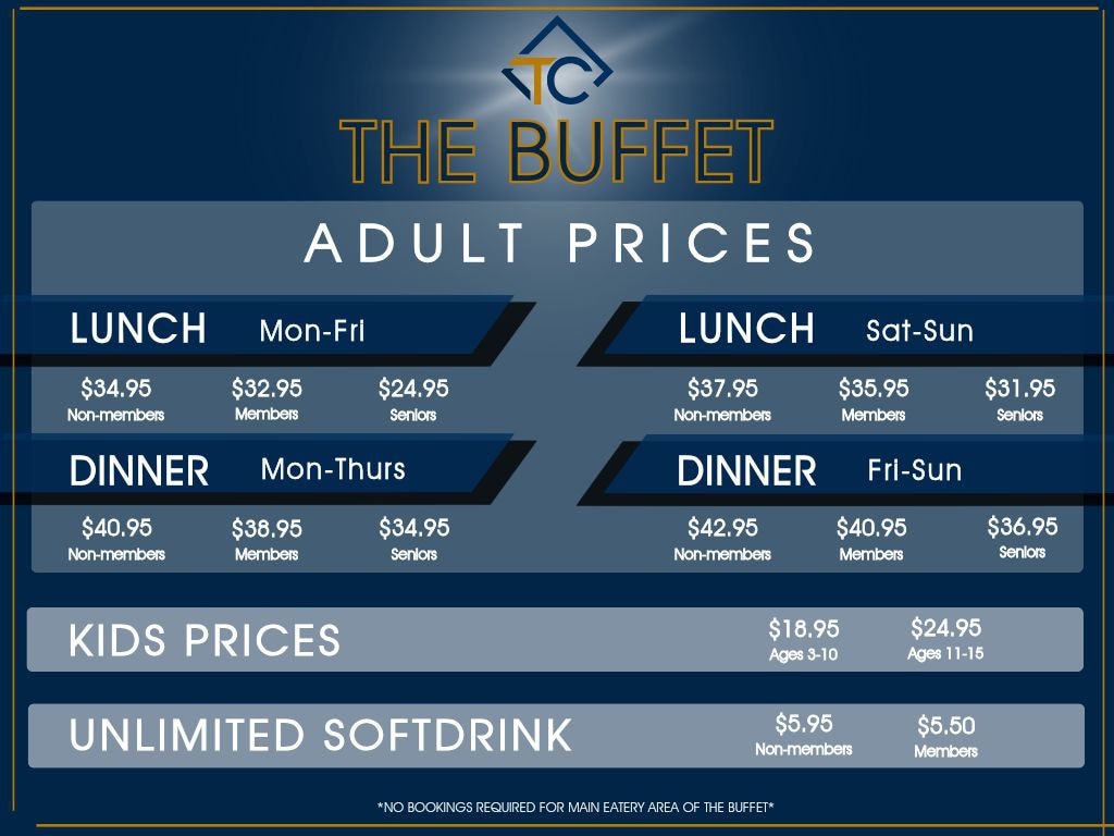 Twin City Hotel's The Buffet price list. Picture: Supplied.