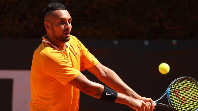 Nick Kyrgios in action against Casper Rudd. Pic: Getty Images