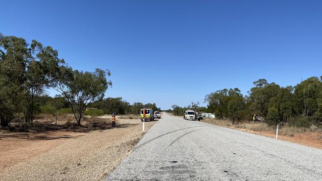 A car rolled and crashed on the side of the Bowen Developmental Rd in Mount Coolon. Picture: RACQ CQ Rescue.