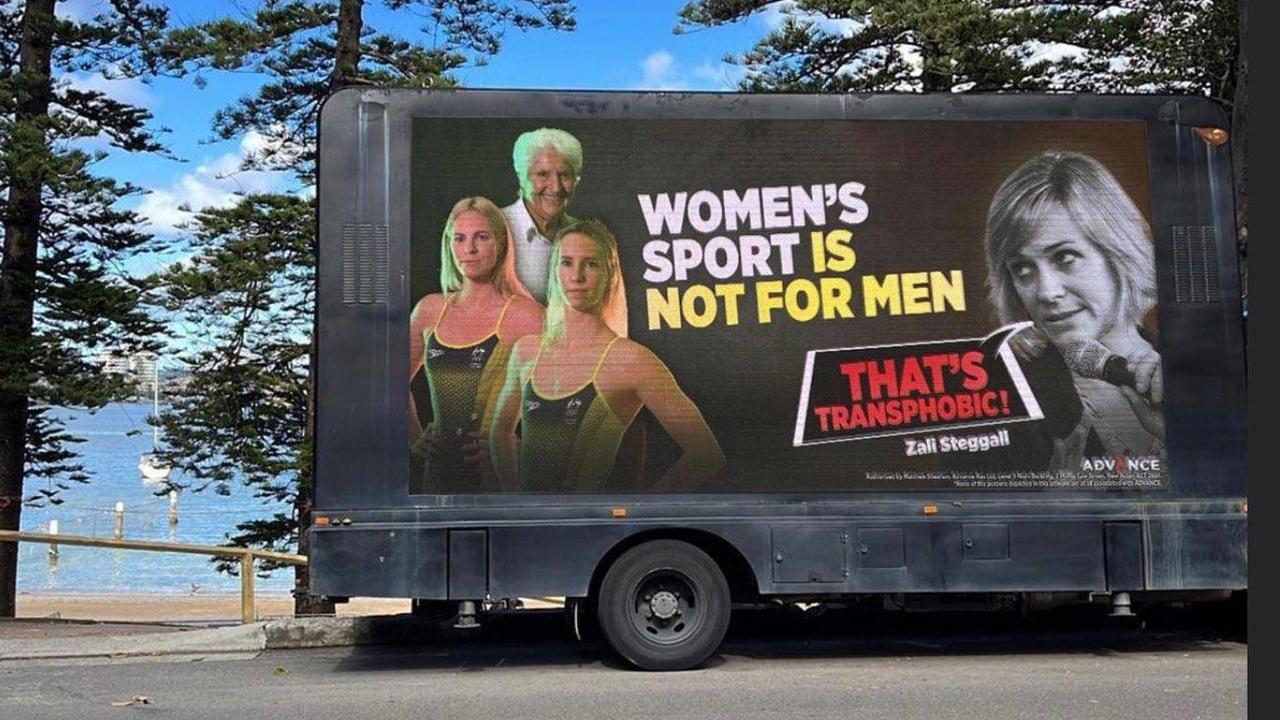 Swimming Australia fury over Advance trans billboard with Emma McKeon, Emily Seebohm and Dawn Fraser