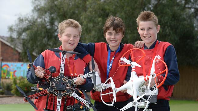 Melbourne school kids are getting a buzz from above through a new program. A dozen students at Kingswood Primary School in Dingley Village, including Daniel Korolov, Tim Scott and Blai Kampl, are learning to fly drones as part of the aero initiative. The quadcopter club even includes a flight simulator before the kids step up to the real thing.