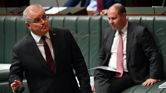 Prime Minister Scott Morrison during Question Time today. Picture: Getty Images