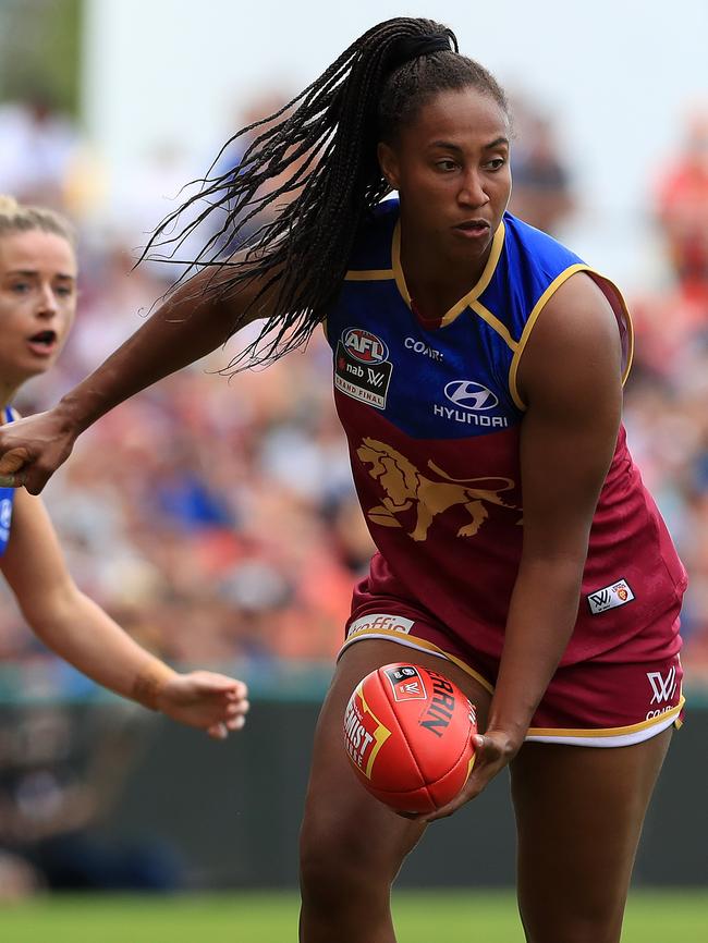 Sabrina Frederick-Traub in action. A marquee Lions player, who would’ve thought. Picture: Adam Head