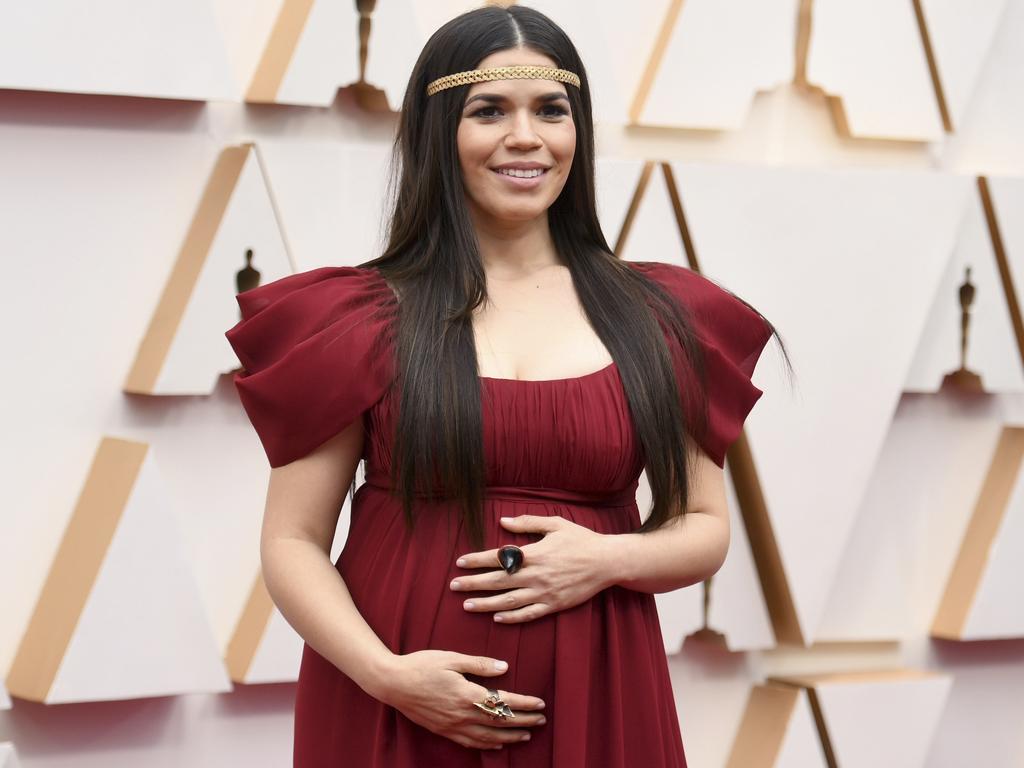 Actress America Ferrera, complete with baby bump, arrives at the Oscars. Picture: AP