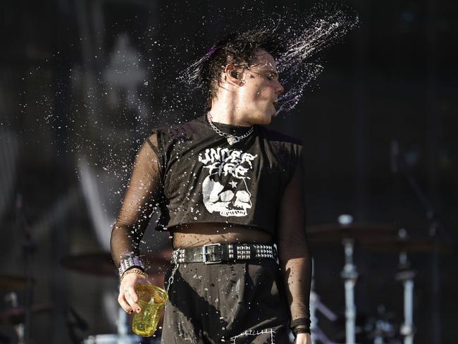 The singer wore all black. Picture: Frazer Harrison/Getty Images for Coachella