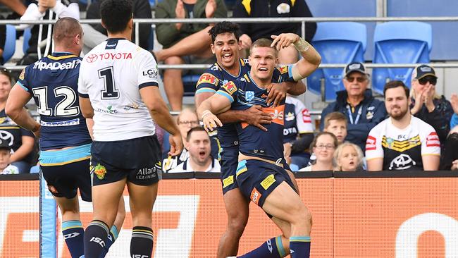 Dale Copley celebrates yet another try. Picture: AAP Image