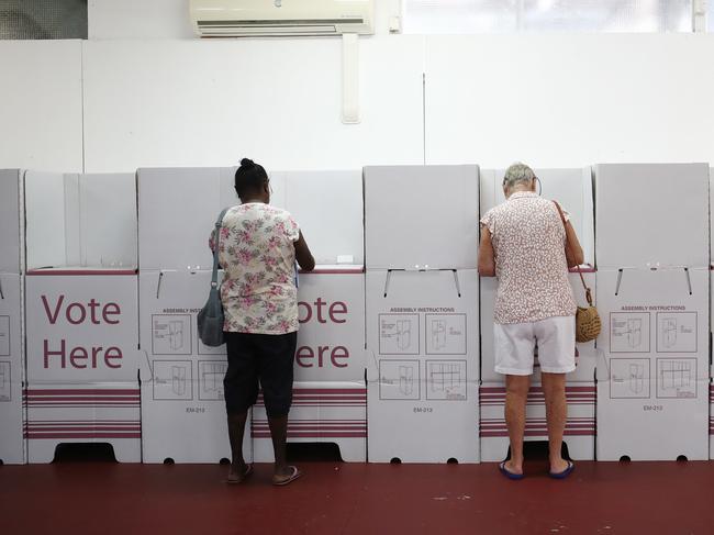 Pre polling ahead of the Queensland state government election on October 31 has begun, with polling booths in two locations in Cairns. Local constituents cast their vote at the polling booth at the Cairns Showgrounds. PICTURE: BRENDAN RADKE