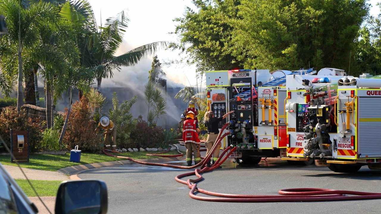 A house fire at Waite Creek Court in Cannonvale has been contained by the Queensland Fire and Rescue Service. Picture: PETER CARRUTHERS