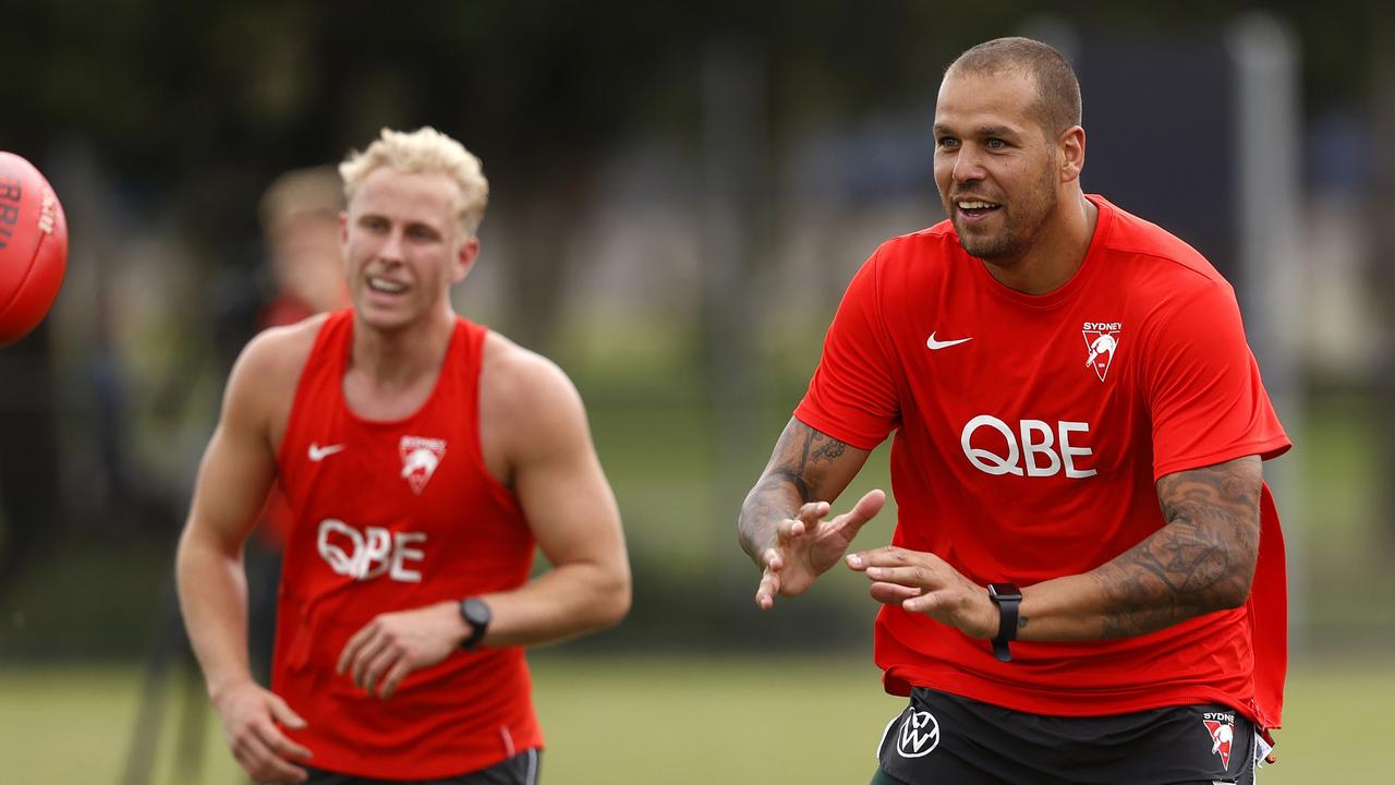 Lance Franklin joined training early ahead of his 17th AFL season. Picture: Phil Hillyard