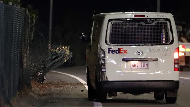 The motorbike skidded into a fence. Photo by Richard Gosling