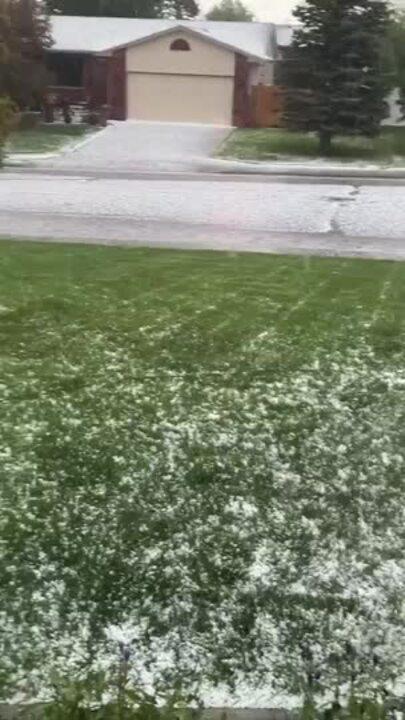 Hail Blankets Ground in Cheyenne