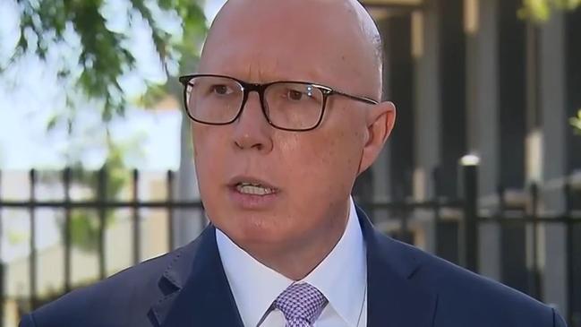 Peter Dutton has clashed with an ABC reporter after he was asked says about Australia’s listing of Hezbollah a terrorist organisation. Picture: Sky News