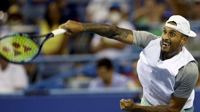 Nick Kyrgios will have to wait to continue his charge in Washington. Picture: Rob Carr/Getty Images/AFP