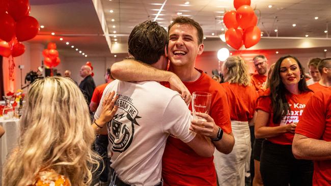 Labor Party supporters at the Village Green. Picture: Jake Nowakowski