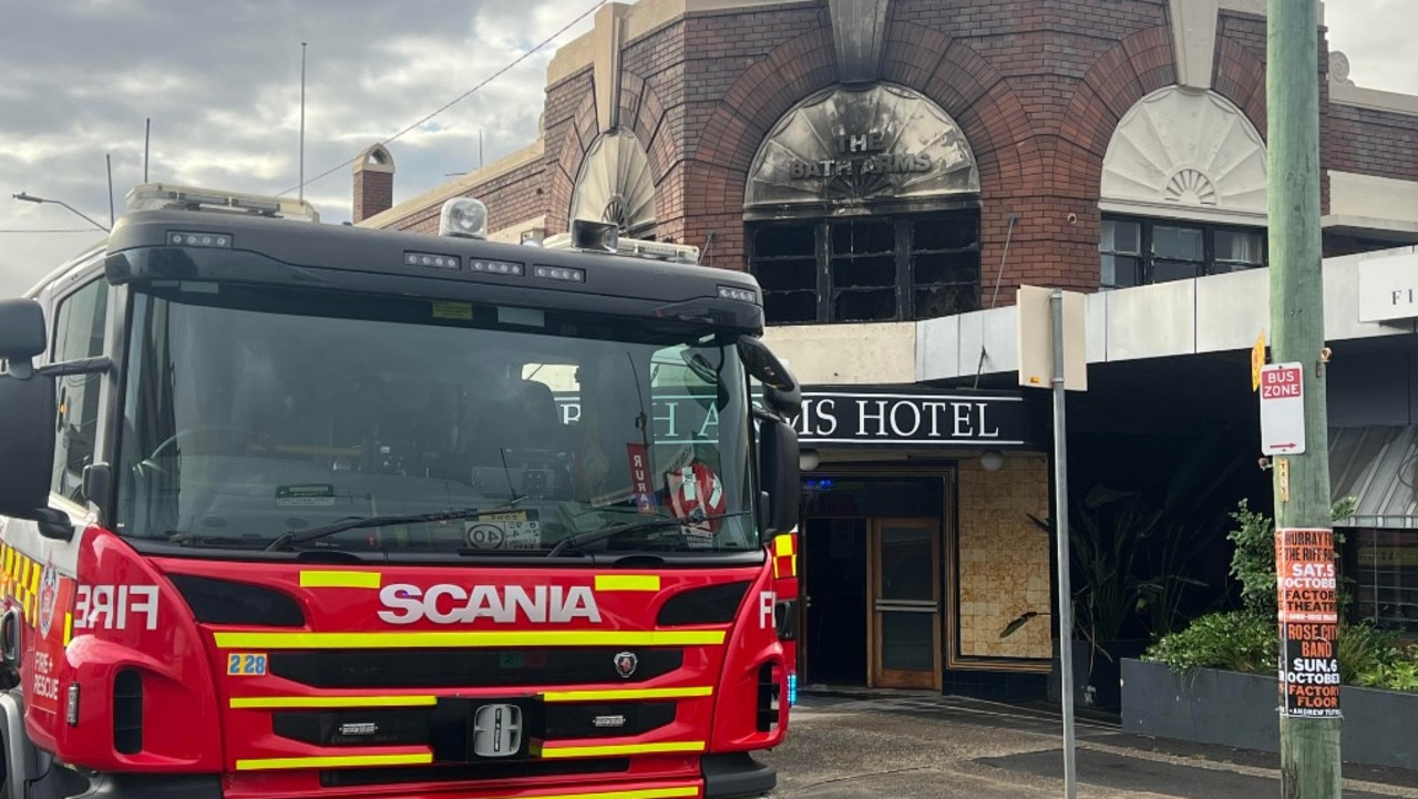 A fire took hold of the Bath Arms hotel on Wednesday morning. Picture: Fire and Rescue NSW