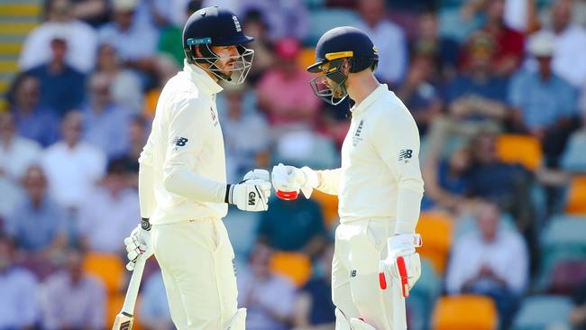 England newcomers James Vince (left) and Mark Stoneman were far from overawed at the Gabba on Thursday.