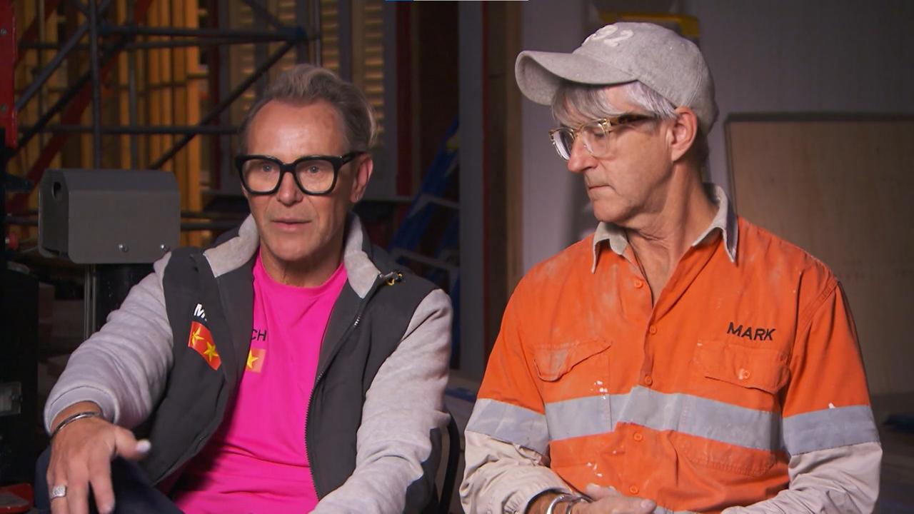 Mark and Mitch go on the attack over the judges’ comments on their kitchen. Picture: Channel 9