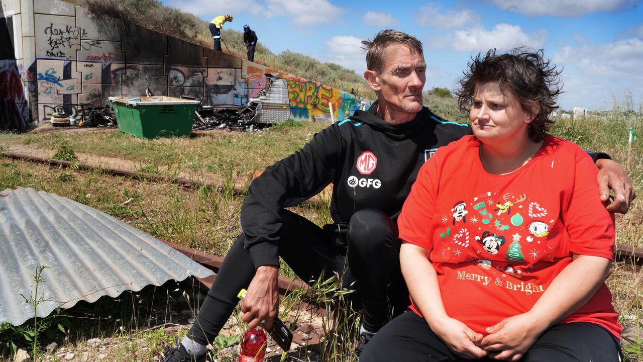 Craig Smith and his partner Rebecca Thomas lost everything after their caravan was set alight. Picture Dean Martin