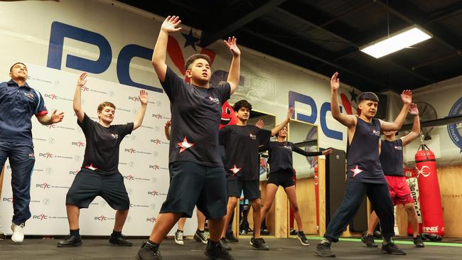 Young kids exercise at Parramatta PCYC on Tuesday morning.