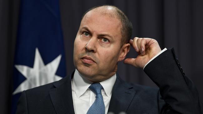 Australian Federal Treasurer Josh Frydenberg as he hands down the Mid-Year Economic and Fiscal Outlook. Picture: AAP Image/Lukas Coch