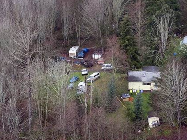 An aerial view of the home where the massacre happened.