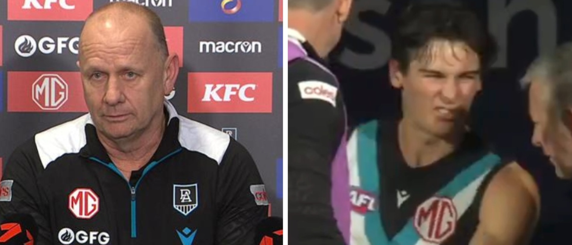 Port Adelaide coach Ken Hinkley admitted he should not have played captain Connor Rozee, six days after a hamstring injury, despite medical advice after the skipper was hurt again.