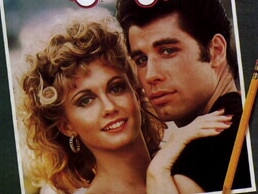 Singer Olivia Newton John and actor John Travolta cover for the  Grease CD soundtrack by various artists Music album singers