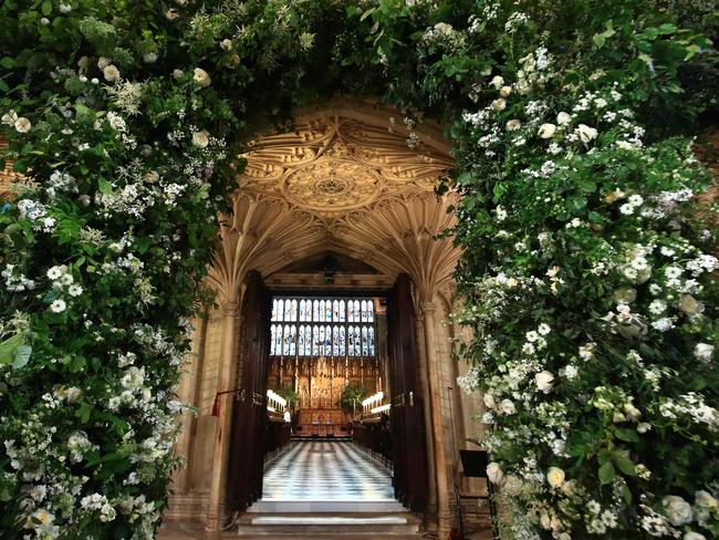 Flowers adorn the front of the organ loft inside St George's Chapel for the wedding ceremony. Picture: AFP PHOTO / POOL / Danny Lawson