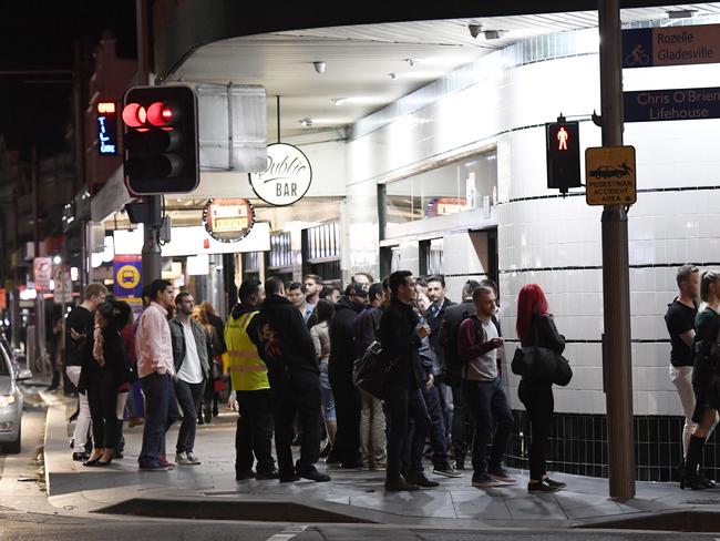 NEWTOWN: Party central at 1.50am around the Marlborough Hotel. Picture: Gordon McComiskie