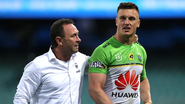 Canberra Raiders coach Ricky Stuart with Jack Wighton. Picture: Phil Hillyard