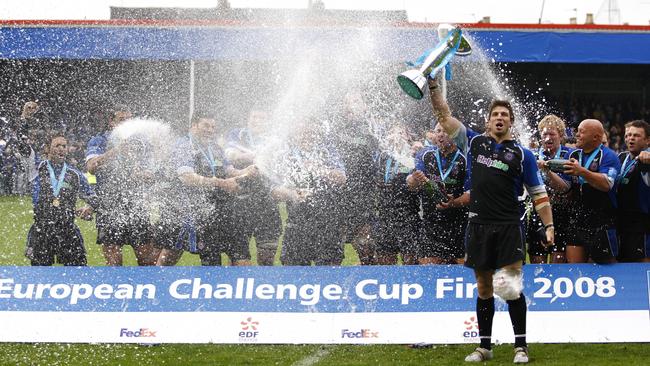 Lifting the European Challenge Cup for Bath in 2008. Picture: Action Images