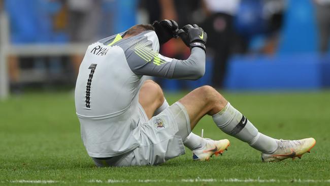 A dejected Mat Ryan after the clash. Picture: Getty
