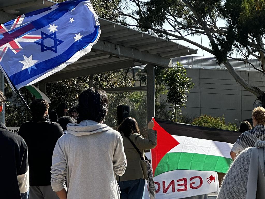 Israel and Palestine supporters clashed at Deakin University’s Burwood campus on Tuesday.