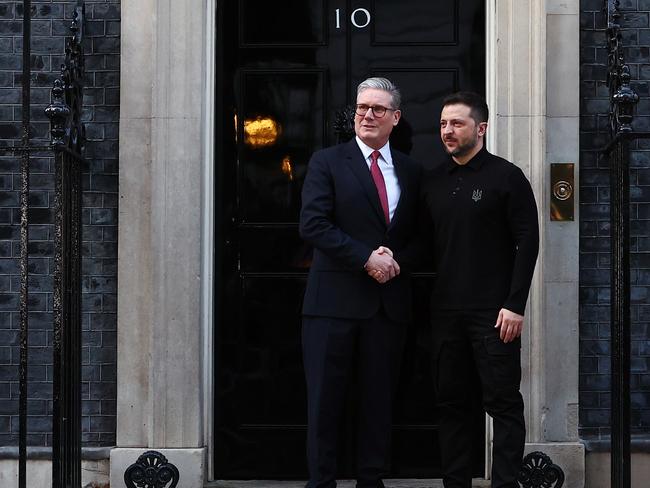 Ukrainian President Volodymyr Zelensky was warmly welcomed to 10 Downing Street. Picture: Getty Images