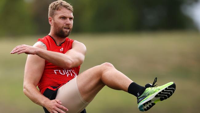 Jake Stringer is on track to play in round 1 despite his groin injury, fellow Bombers star Zach Merrett says. Picture: Mark Stewart