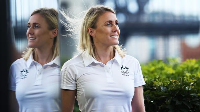 Sally Pearson at the Australian Olympic Committee press conference marking one year to go until the Rio Olympics. Picture. Phil Hillyard