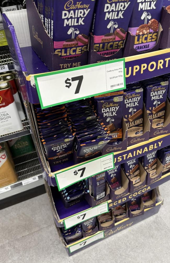 The price of chocolate at an Aussie supermarket has left people stunned. Picture: Facebook/Markdown Addicts