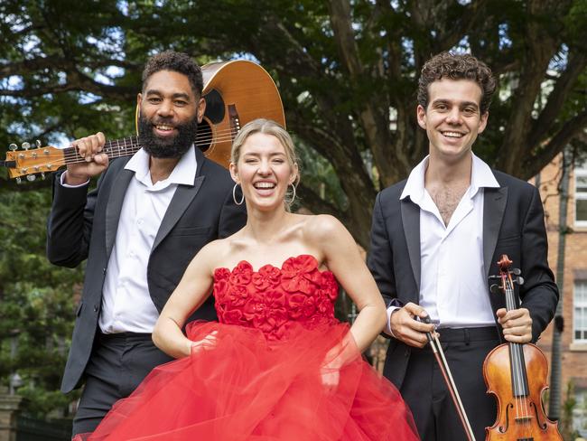 Opera Queensland Performers Marcus Corowa, Irena Lysiuk and Jonathan Hickey who are taking their show "Are you Lonesome Tonight' on a tour through regional Queensland. Photo Lachie Millard