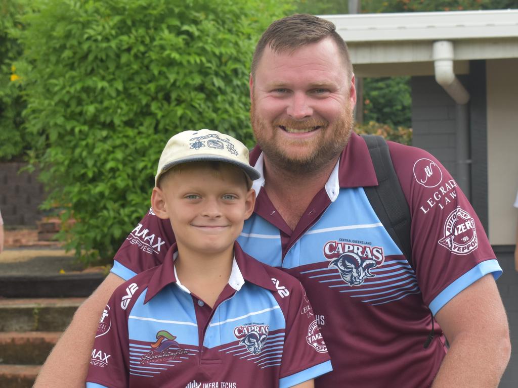 Koby and Luke Halliwell at the CQ Capras versus Mackay Cutters under-17 and under-19 pre-season trials at Rugby Park, Rockhampton, on February 1, 2025.