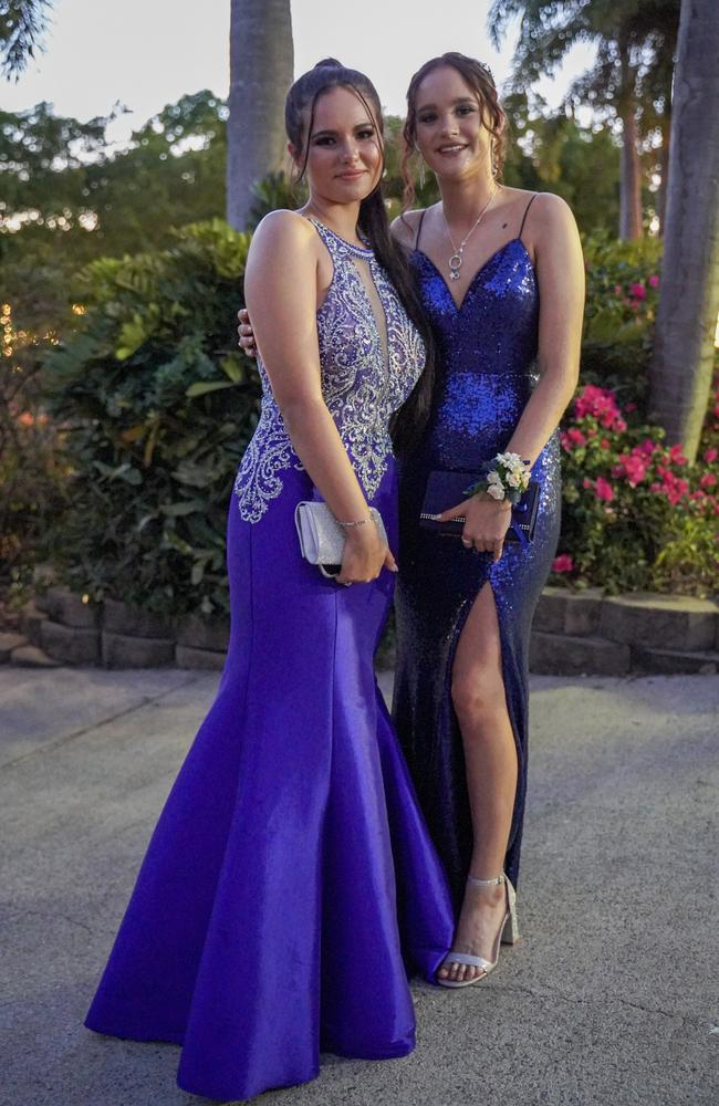 Machaela Nel and Emma Benson at the Mackay North State High School formal at Windmill Function Centre, November 19, 2021. Picture: Heidi Petith