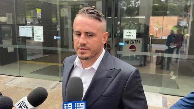 Josh Reynolds speaks outside Sydney court