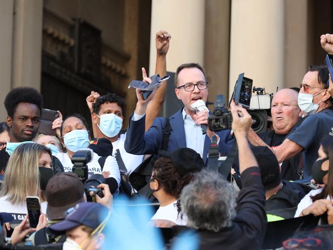 Greens MP David Shoebridge at the June Black Lives Matter protest at Sydney Town Hall. Picture: David Swift